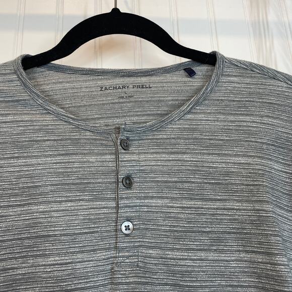 Zachary Prell Men’s Gray Shadow Striped Long Sleeve Henley Shirt Size L - Picture 3 of 6